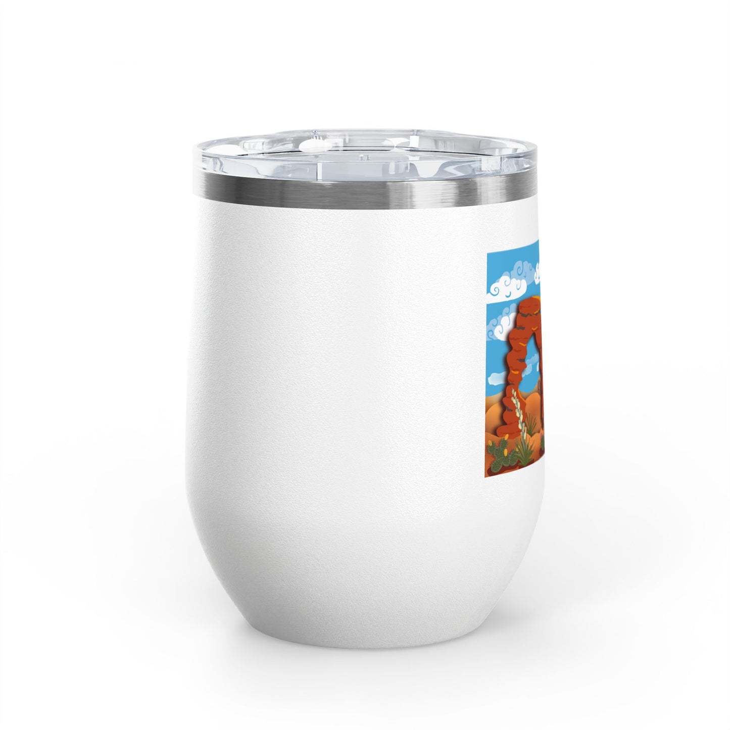 Delicate Arch Wine Tumbler – 12oz Insulated Wine Cup with Southwest Landscape