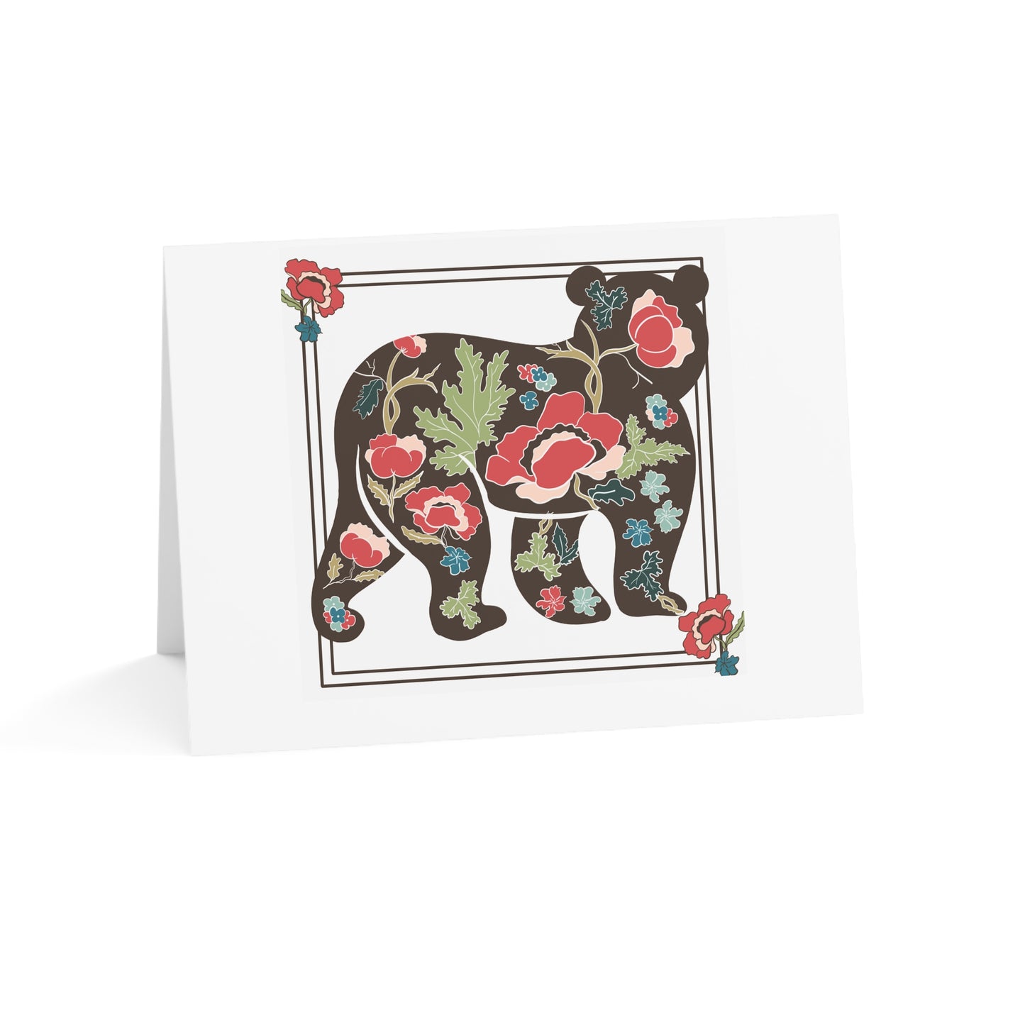 Floral Bear Greeting Cards Set, Nature-Inspired Cards for All Occasions