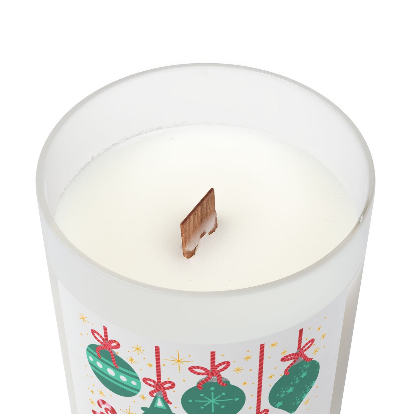 Frosted Glass Candle — Green Ornaments Christmas Scented Candle (11 oz)