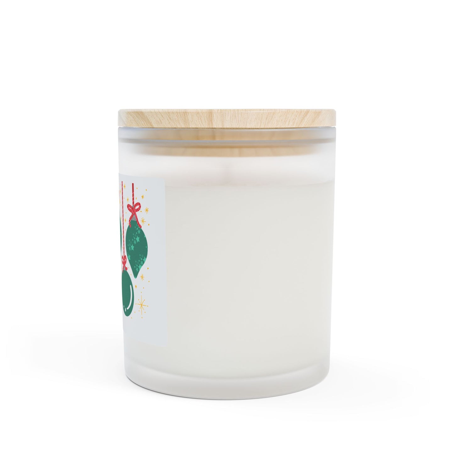 Frosted Glass Candle — Green Ornaments Christmas Scented Candle (11 oz)