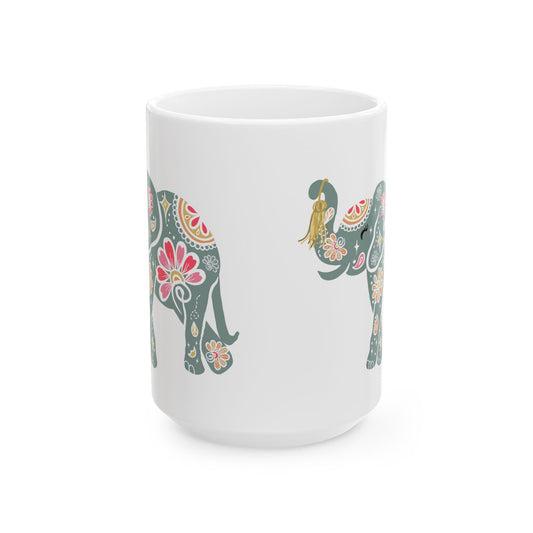 Bohemian Elephant Ceramic Mug