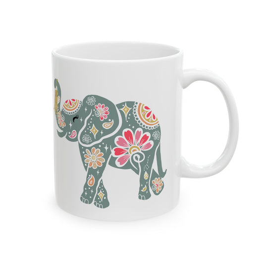 Bohemian Elephant Ceramic Mug