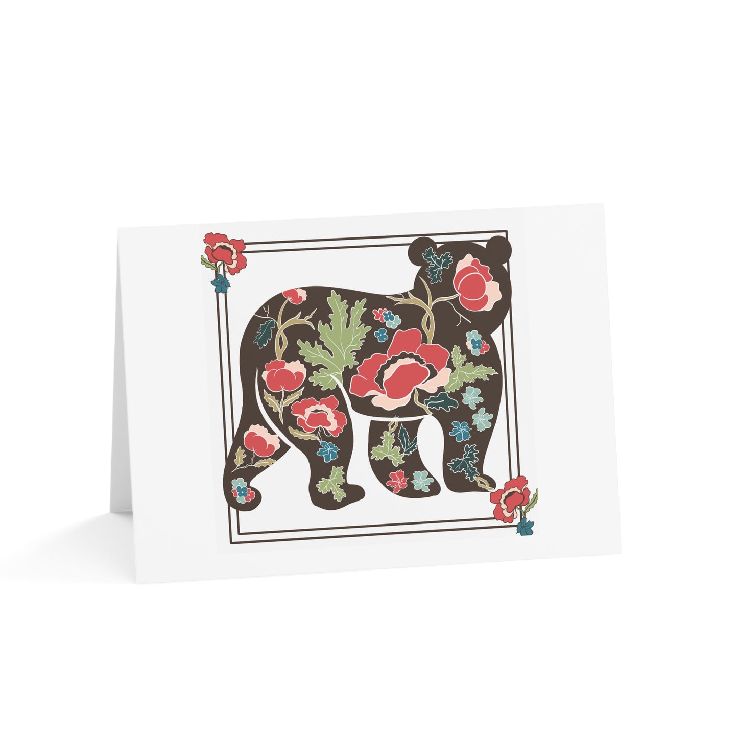 Floral Bear Greeting Cards Set, Nature-Inspired Cards for All Occasions