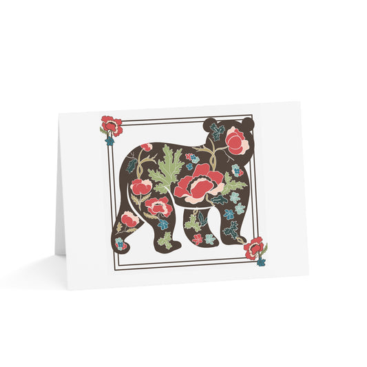 Floral Bear Greeting Cards Set, Nature-Inspired Cards for All Occasions