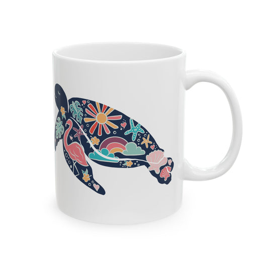 Retro Sea turtle Ceramic Mug in 2 Sizes
