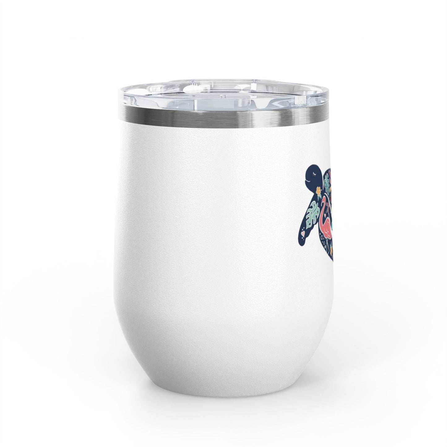 Sea Turtle Floral 12oz Insulated Wine Tumbler