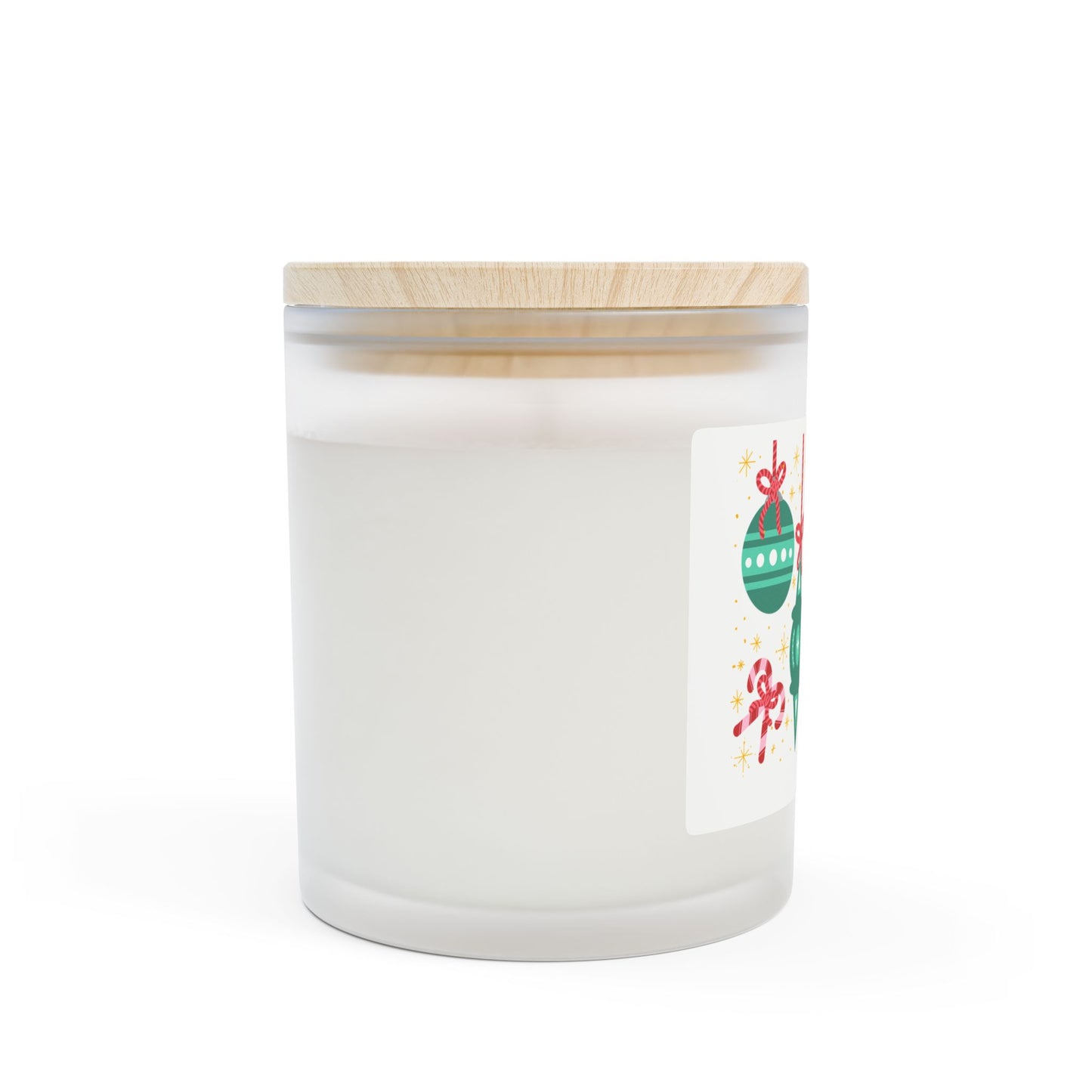 Frosted Glass Candle — Green Ornaments Christmas Scented Candle (11 oz)