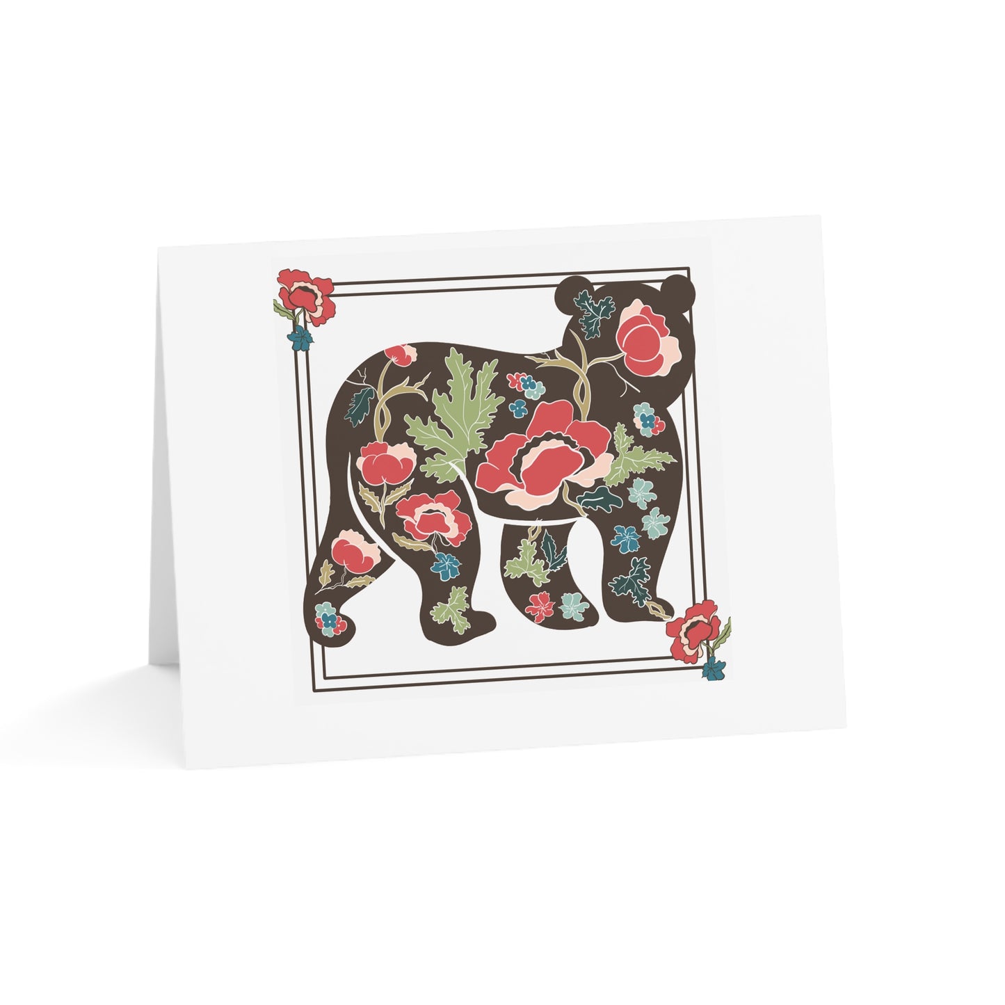 Floral Bear Greeting Cards Set, Nature-Inspired Cards for All Occasions