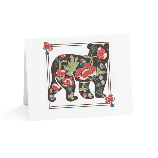 Floral Bear Greeting Cards Set, Nature-Inspired Cards for All Occasions