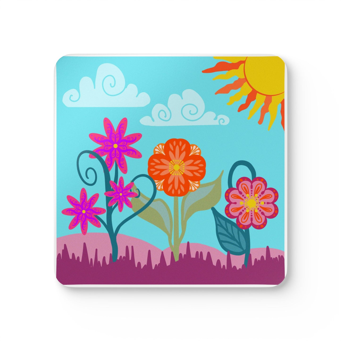 Bright Florals Cork Coaster Set of 4