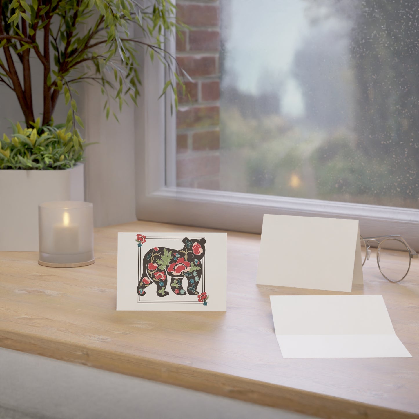 Floral Bear Greeting Cards Set, Nature-Inspired Cards for All Occasions